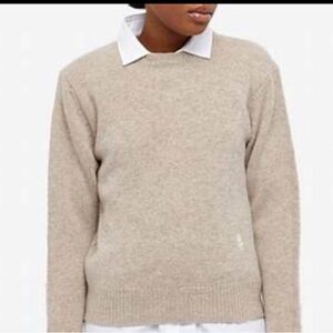 Sporty & Rich wool crewneck sweater heather beige